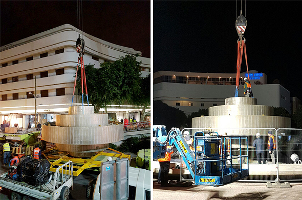 פירוק המזרקה בכיכר דיזנגוף פירוק המזרקה בכיכר דיזנגוף