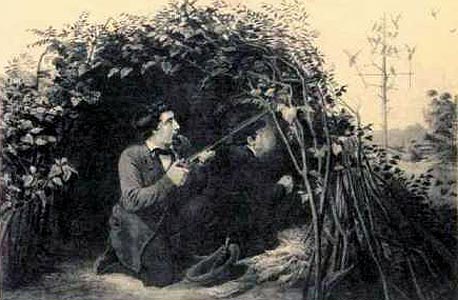 רישומים של ציד יונים נודדות במאה ה-19 רישומים של ציד יונים נודדות במאה ה-19