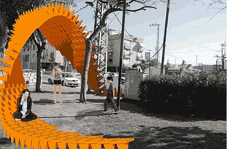 "כיכר הקונוסים". שימוש בפריט של של עבודות הנדסיות לטובת העוברים והשבים "כיכר הקונוסים". שימוש בפריט של של עבודות הנדסיות לטובת העוברים והשבים