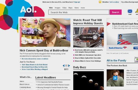 עמוד הבית החדש של AOL. ההצפה בדרך?, צילום מסך: AOL.com