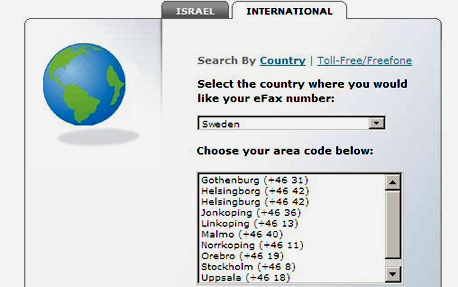 מספר מקומי בחו"ל לקבלת פקסים. eFax