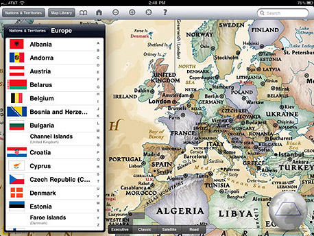 אפליקציית World Atlas HD לאייפד
