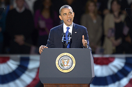 ברק אובמה בנאום הניצחון, צילום: אי פי איי