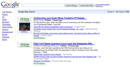 דף הבית החדש של מנוע החיפוש לבלוגים של גוגל, צילום מאתר blogsearch.google.com/