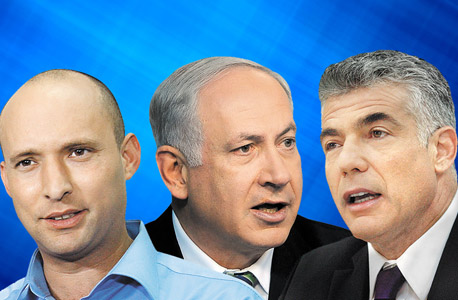 ראש הממשלה נתניהו עם בנט ולפיד. בנט הוא המנצח הגדול במו"מ ראש הממשלה נתניהו עם בנט ולפיד. בנט הוא המנצח הגדול במו"מ