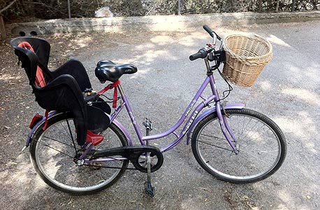 אופניים סגולים על סלסלה