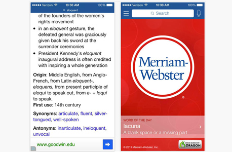 מילון מרים-וובסטר, צילום מסך: Apple, Appstore, Google Play