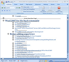 תמונה: תצוגת Outline ב-Word 2007 תמונה: תצוגת Outline ב-Word 2007