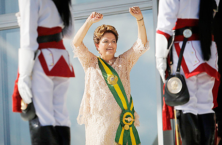 דילמה רוסף נשיאת ברזיל בטקס השבעתה , צילום: איי פי