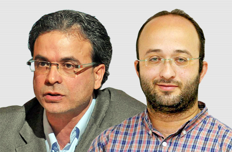 מימין רועי לחמנוביץ לשעבר דובר ש"ס וצורי תמם מימין רועי לחמנוביץ לשעבר דובר ש"ס וצורי תמם