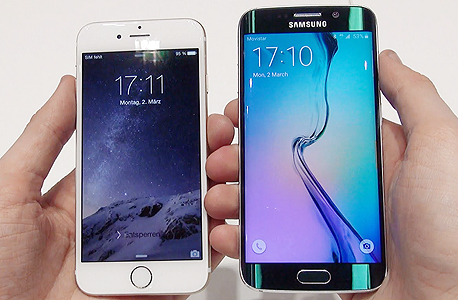 מימין: גלקסי S6 אדג', אייפון 6 פלוס