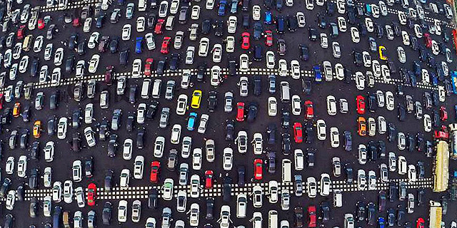 A typical traffic jam in Beijing
