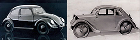 מצא את ההבדלים: המכונית של גאנץ (מימין) וחיפושית של פוקסווגן
