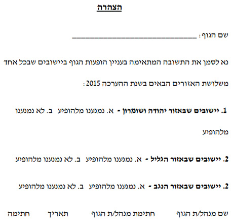 הטופס שנשלח לאמנים ולמוסדות התרבות הטופס שנשלח לאמנים ולמוסדות התרבות