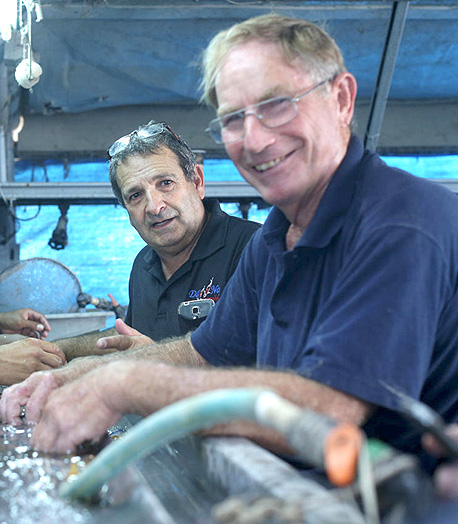 איתן חזן ודני רגב ממיינים דגי קוי איתן חזן ודני רגב ממיינים דגי קוי
