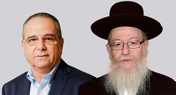 מימין: שר הבריאות יעקב ליצמן, ונשיא התאחדות התעשיינים שרגא ברוש מימין: שר הבריאות יעקב ליצמן, ונשיא התאחדות התעשיינים שרגא ברוש