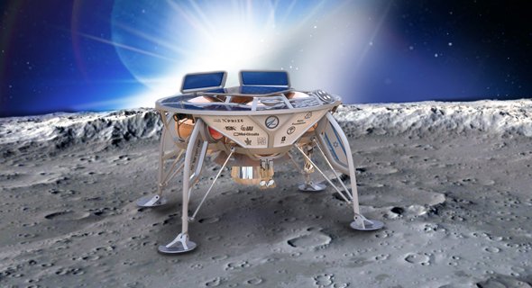 הדמייה. החללית של SpaceIL הדמייה. החללית של SpaceIL
