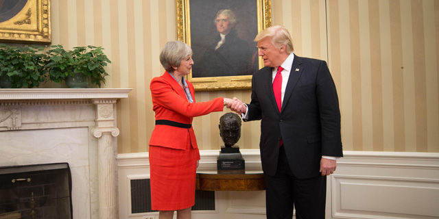 דונלד טראמפ נשיא ארה"ב ותרזה מיי ראשת ממשלת בריטניה, צילום: אם סי טי