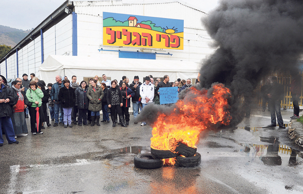 עובדי פרי הגליל מפגינים נגד סגירת המפעל. "אני לא רוצה לשלוח את העובד שפוטר ללשכת האבטלה כדי לקבל כסף. פוטרת? אין עבודה שמחכה לך. במקום זה תקבל הכשרה מחברות כמו צ'ק פוינט וטבע" עובדי פרי הגליל מפגינים נגד סגירת המפעל. "אני לא רוצה לשלוח את העובד שפוטר ללשכת האבטלה כדי לקבל כסף. פוטרת? אין עבודה שמחכה לך. במקום זה תקבל הכשרה מחברות כמו צ'ק פוינט וטבע"