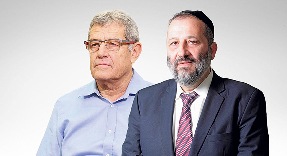 מימין שר הכלכלה לשעבר אריה דרעי ונציג טיסנקרופ מיקי גנור, צילום: עמית שעל, דוברות המפלגה כולנו