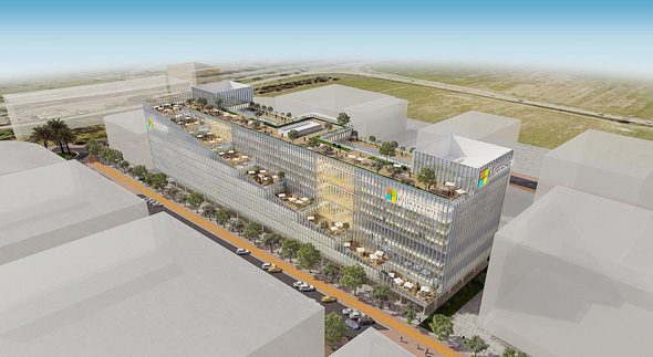 An illustration of Microsoft's new campus, built north of Tel-Aviv An illustration of Microsoft's new campus, built north of Tel-Aviv
