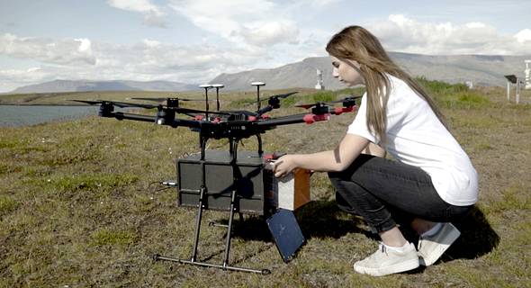 A Flytrex drone in Iceland