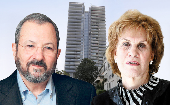 גליה מאור ואהוד ברק על רקע מגדל אסותא גליה מאור ואהוד ברק על רקע מגדל אסותא