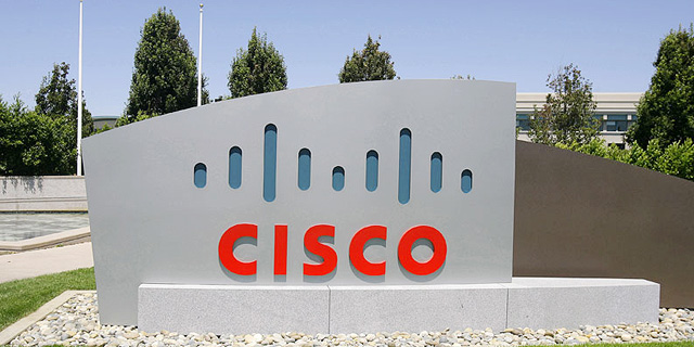 A sign at the entrance to Cisco headquarters. Photo: Bloomberg