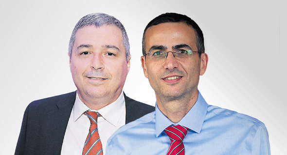 מימין ראש אגף הייעוץ והמחקר בבנק הפועלים אמיר בכר והמנכ"ל אריק פינטו