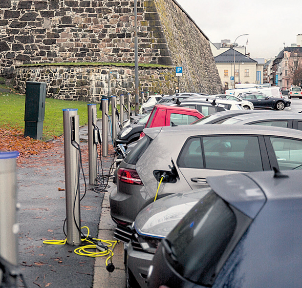 Electric vehicle charging station in Norway. Photo: Bloomberg Electric vehicle charging station in Norway. Photo: Bloomberg