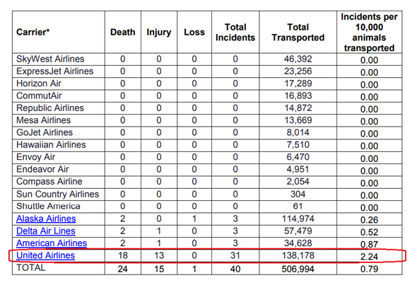 אינפו ל חברות תעופה ומקרי מוות של חיות בית 