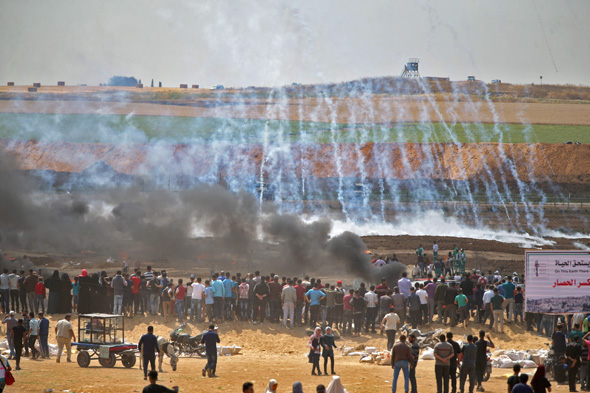 Protests at the Gaza border on Monday. Photo: AFP