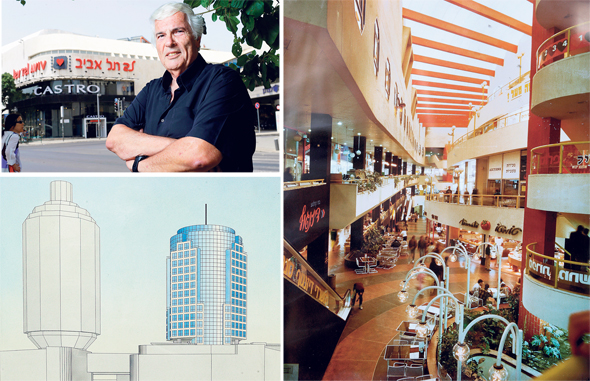 ליאור דושניצקי והסנטר.משמאל: סקיצה מקורית של מגדלי המגורים מעל הקניון ליאור דושניצקי והסנטר.משמאל: סקיצה מקורית של מגדלי המגורים מעל הקניון