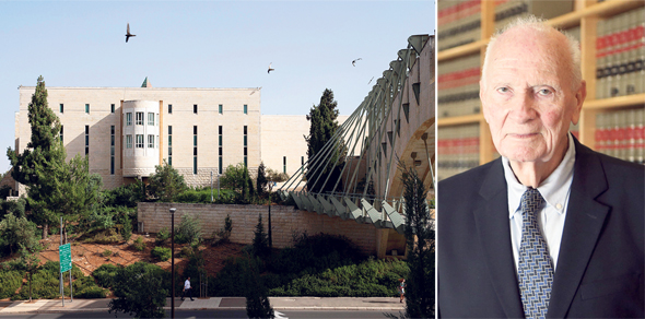 השופט מאיר שמגר (מימין). בניין בית המשפט העליון. ממוקם קצת יותר גבוה מהכנסת השופט מאיר שמגר (מימין). בניין בית המשפט העליון. ממוקם קצת יותר גבוה מהכנסת