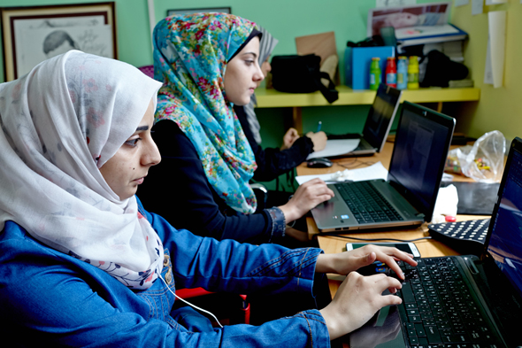 Tech entrepreneurs in Gaza. Photo: Bloomberg Tech entrepreneurs in Gaza. Photo: Bloomberg