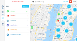 Israeli startups mapped in New York. Credit: Guy Franklin