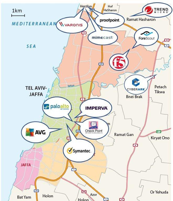 Cybersecurity companies with a presence in Israel. Map: Glilot Capital Cybersecurity companies with a presence in Israel. Map: Glilot Capital