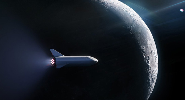 הדמיית חללית של SPACEX מסביב לירח הדמיית חללית של SPACEX מסביב לירח
