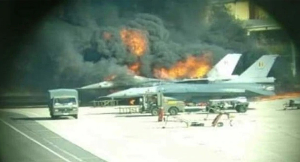 F-16 עולה באש בבסיס בבלגיה F-16 עולה באש בבסיס בבלגיה