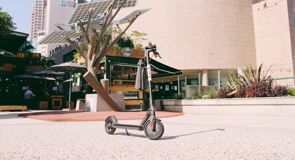 A Bird electric scooter in Ramat Gan. Photo: Dana Asis A Bird electric scooter in Ramat Gan. Photo: Dana Asis