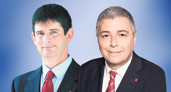 מימין מנכ"ל בנק הפועלים אריק פינטו ומנכ”ל ישראכרט רון וקסלר מימין מנכ"ל בנק הפועלים אריק פינטו ומנכ”ל ישראכרט רון וקסלר