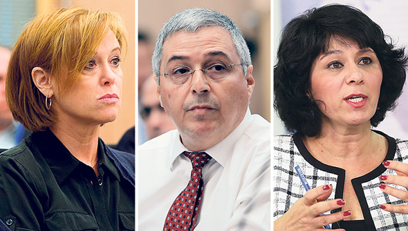 מימין: המפקחת על הבנקים חדוה בר, מנכ"ל בנק הפועלים אריק פינטו ומנכ"לית לאומי רקפת רוסק־עמינח מימין: המפקחת על הבנקים חדוה בר, מנכ"ל בנק הפועלים אריק פינטו ומנכ"לית לאומי רקפת רוסק־עמינח
