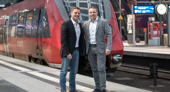 Enroute CEO Aviv Frenkel (left) and DB REgio's Chief Information Officer Andreas Hamprecht. Photo: Boaz Arad Enroute CEO Aviv Frenkel (left) and DB REgio's Chief Information Officer Andreas Hamprecht. Photo: Boaz Arad