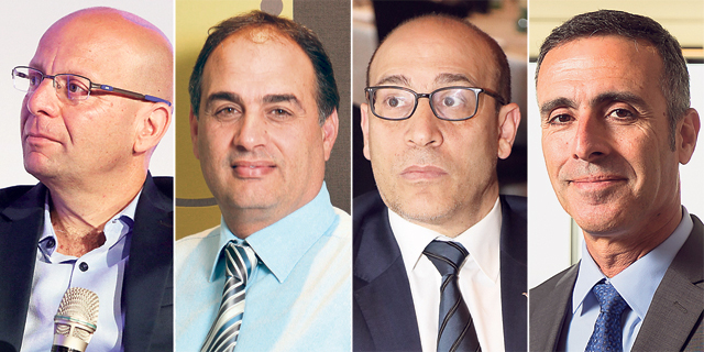 מימין: מנכ"ל מנורה יהודה בן אסאייג, מנכ"ל הפניקס אייל לפידות, מנכ"ל שלמה ביטוח אורי אומיד ומנכ"ל ביטוח ישיר קובי הבר מימין: מנכ"ל מנורה יהודה בן אסאייג, מנכ"ל הפניקס אייל לפידות, מנכ"ל שלמה ביטוח אורי אומיד ומנכ"ל ביטוח ישיר קובי הבר