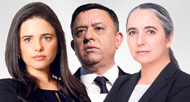 מימין ענת גואטה אבי גבאי ו איילת שקד, צילומים: עמית שעל