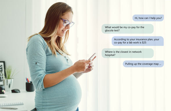 Microsoft Healthcare Bot interaction. Photo: Microsoft Microsoft Healthcare Bot interaction. Photo: Microsoft