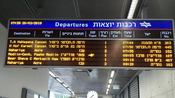 לוח נסיעות עם ביטולים ברכבת ישראל לוח נסיעות עם ביטולים ברכבת ישראל