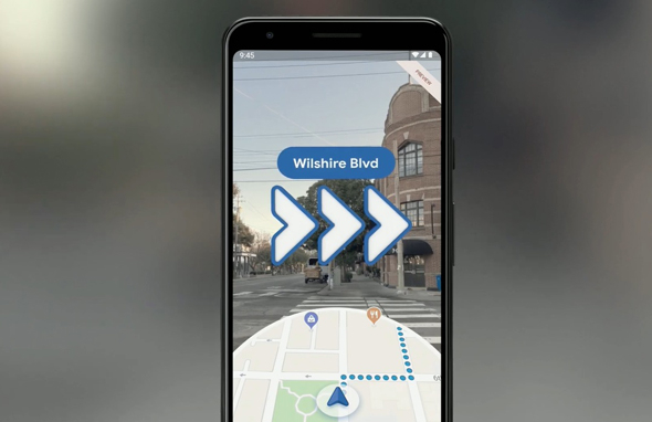 ניווט בגוגל Maps במכשיר הפיקסל, בתצורת מציאות מוגברת ניווט בגוגל Maps במכשיר הפיקסל, בתצורת מציאות מוגברת
