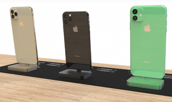 דגמי סדרת האייפון הבאה. מימין: אייפון XR2, אייפון 11, אייפון 11 מקס