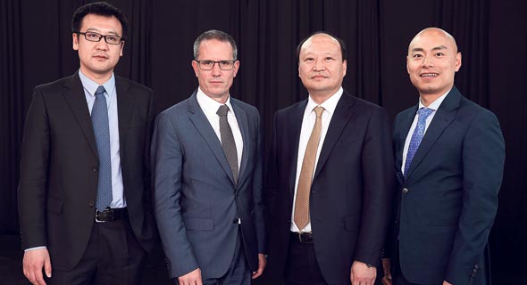 Fosun Pharma VP Yi Liu (left), Alma CEO Lior Daya, Fosun Pharma CEO Yifang Wu, Fosun executive Wong Calvin. Photo: Elad Gershgoren 